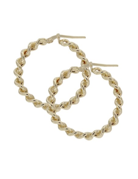 CRI-1125 - CRIOLLA DE PLATA CHAPADA EN ORO CON MOTIVO DE CADENA DE ESLABÓN DE 25 MM