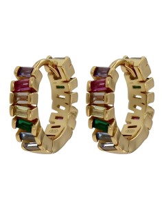 CRI-1024 - CRIOLLA DE PLATA CHAPADA EN ORO CON PIEDRA DE COLORES DE 10 MM 