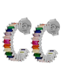 CRI-1252 - CRIOLLA DE PLATA CON PIEDRA DE COLOR DE 4 MM Y 11 MM INT