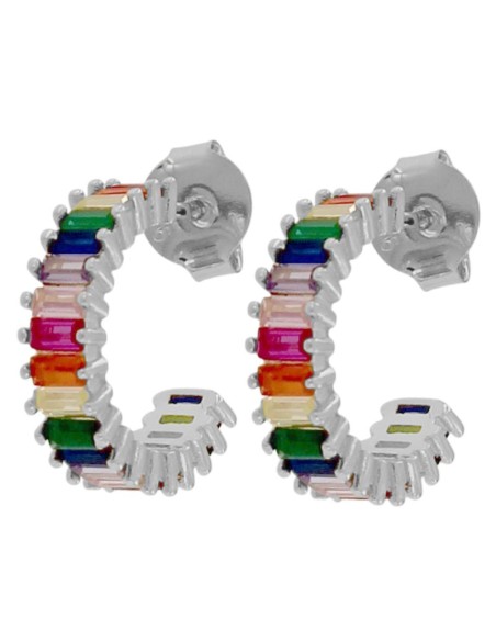 CRI-1252 - CRIOLLA DE PLATA CON PIEDRA DE COLOR DE 4 MM Y 11 MM INT