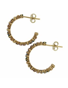 CRI-1032 - CRIOLLA DE PLATA CHAPADA EN ORO CON PIEDRA DE COLORES DE 15 MM   2