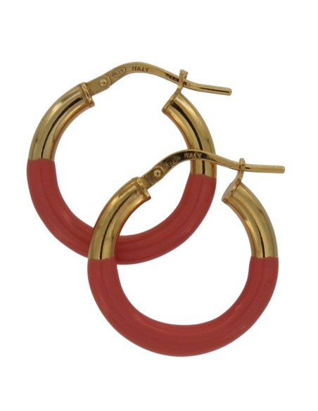 CRI-886 - CRIOLLA DE PLATA CHAPADO EN ORO CON ESMALTE EN ROSA DE 12 MM DIÁMETRO Y 3 MM DE GROSOR 