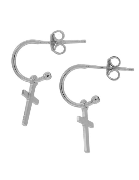 CRI-1021 - CRIOLLA DE PLATA DE 8 MM CON CRUZ COLGANTE DE 13 MM