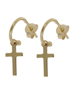 CRI-1022 - CRIOLLA DE PLATA CHAPADA EN ORO DE 8 MM CON CRUZ COLGANTE DE 13 MM