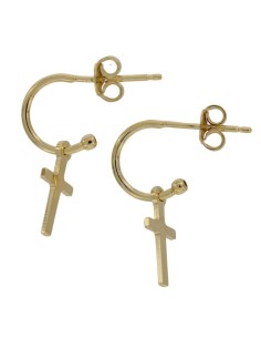 CRI-1022 - CRIOLLA DE PLATA CHAPADA EN ORO DE 8 MM CON CRUZ COLGANTE DE 13 MM 2