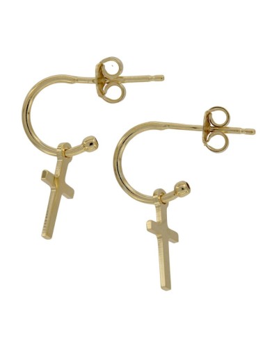 CRI-1022 - CRIOLLA DE PLATA CHAPADA EN ORO DE 8 MM CON CRUZ COLGANTE DE 13 MM