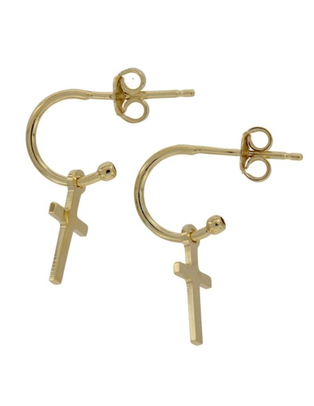 CRI-1022 - CRIOLLA DE PLATA CHAPADA EN ORO DE 8 MM CON CRUZ COLGANTE DE 13 MM