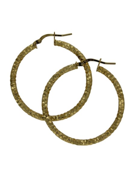 CRI-1149 - CRIOLLA DE PLATA CHAPADA EN ORO MARTELLE DE 4 MM Y 20 MM