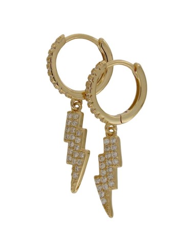 CRI-1232 - CRIOLLA DE PLATA CHAPADA EN ORO CON CIRCONITA DE 9 MM Y RAYO DE 6 MM X 16 MM