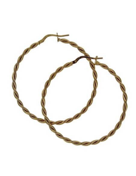 CRI-905 - CRIOLLA DE PLATA CHAPADA EN ORO MATE Y BRILLO ENROSCADA DE 40 MM Y 2 MM