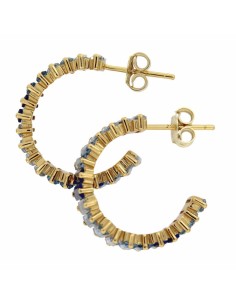 CRI-1033 - CRIOLLA DE PLATA CHAPADA EN ORO CON PIEDRA DE COLORES DE 15 MM   2