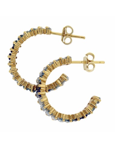 CRI-1033 - CRIOLLA DE PLATA CHAPADA EN ORO CON PIEDRA DE COLORES DE 15 MM  