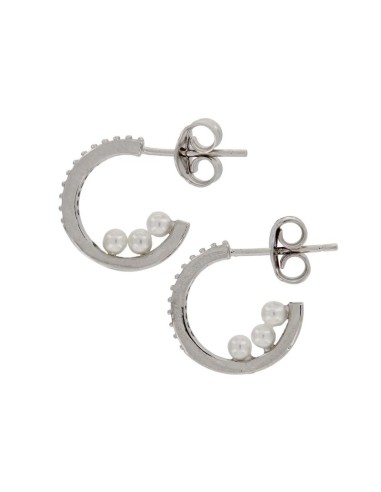 CRI-1013 - CRIOLLA DE PLATA CON MOTIVO DE PERLITAS Y CIRCONITA DE 10 MM 