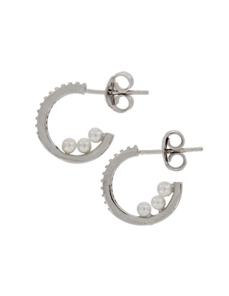 CRI-1013 - CRIOLLA DE PLATA CON MOTIVO DE PERLITAS Y CIRCONITA DE 10 MM 