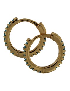 CRI-1133 - CRIOLLA DE PLATA CHAPADA EN ORO CON ESMALTE TURQUESA 10 MM