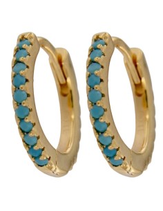 CRI-1133 - CRIOLLA DE PLATA CHAPADA EN ORO CON ESMALTE TURQUESA 10 MM 2