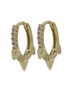 CRI-940 - CRIOLLA DE PLATA CHAPADO EN ORO CON PINCHOS Y CIRCONITA DE 10 MM 