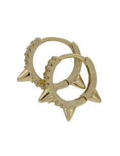 CRI-940 - CRIOLLA DE PLATA CHAPADO EN ORO CON PINCHOS Y CIRCONITA DE 10 MM  2