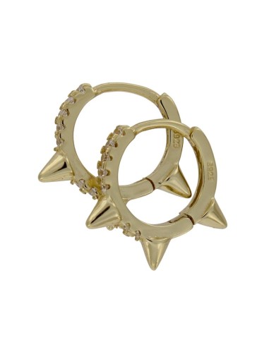 CRI-940 - CRIOLLA DE PLATA CHAPADO EN ORO CON PINCHOS Y CIRCONITA DE 10 MM 