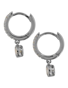 CRI-1237 - CRIOLLA DE PLATA CON CIRCONITA DE 10 MM Y CHATÓN COLGANTE DE 5 MM 2