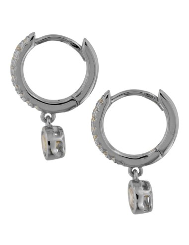 CRI-1237 - CRIOLLA DE PLATA CON CIRCONITA DE 10 MM Y CHATÓN COLGANTE DE 5 MM