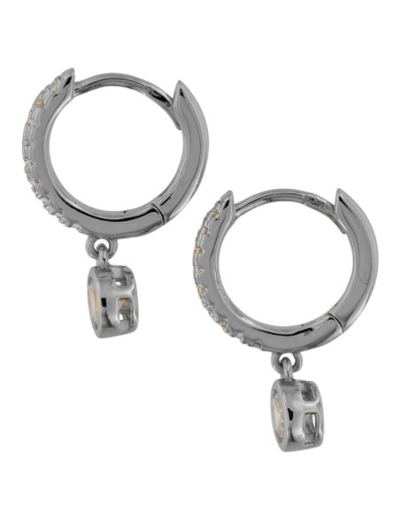 CRI-1237 - CRIOLLA DE PLATA CON CIRCONITA DE 10 MM Y CHATÓN COLGANTE DE 5 MM