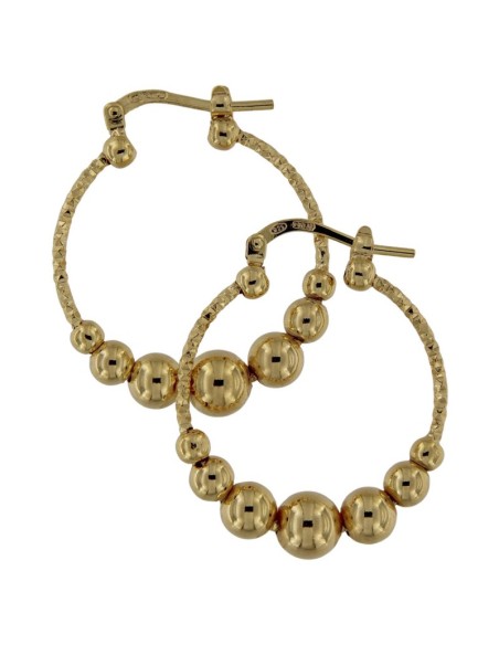 CRI-1176 - CRIOLLA DE PLATA CHAPADA EN ORO DIAMANTADA CON MOTIVO DE BOLAS DE 15 MM