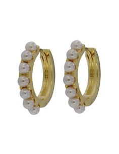 CRI-994 - CRIOLLA DE PLATA CHAPADO EN ORO CON MOTIVO DE PERLITAS DE 2,5 MM Y 10 MM 