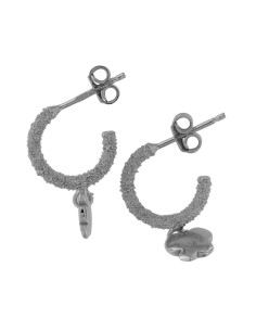 CRI-927 - CRIOLLA DE PLATA DIAMANTADA DE 8 MM INT. CON MOTIVO DE MARIPOSA COLGANTE DE 7 MM  2