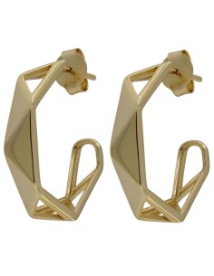 CRI-1264 - CRIOLLA DE PLATA CHAPADA EN ORO HEXAGONAL DE 16 MM 