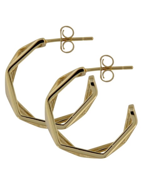 CRI-1264 - CRIOLLA DE PLATA CHAPADA EN ORO HEXAGONAL DE 16 MM 