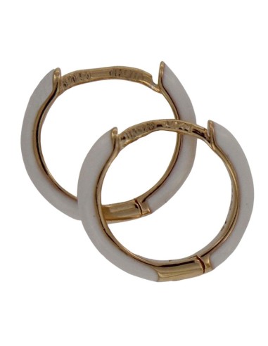 CRI-859 - CRIOLLA DE PLATA CHAPADA EN ORO EN FORMA CIRCULAR CON ESMALTE BLANCO DE 12 MM