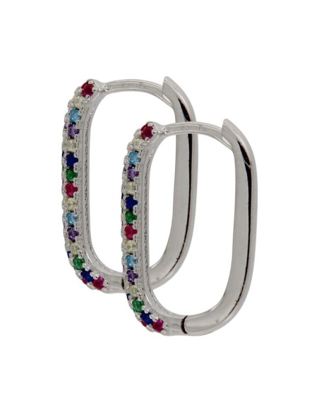 CRI-1096 - CRIOLLA DE PLATA CON CIRCONITA DE COLORES DE 10 MM X 15 MM 