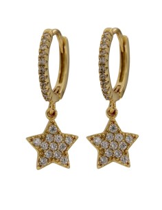 CRI-1041 - CRIOLLA DE PLATA CHAPADO EN ORO CON MOTIVO DE ESTRELLA CON CIRCONITA DE 8 MM