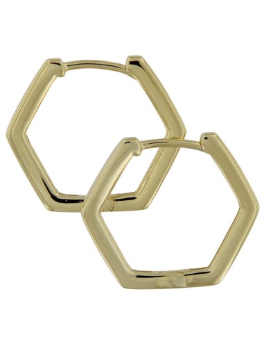 CRI-1261 - CRIOLLA DE PLATA CHAPADA EN ORO HEXAGONAL DE 14 MM