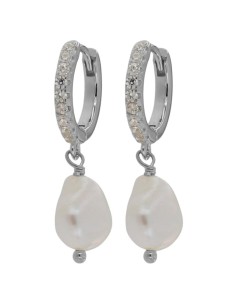 CRI-1163 - CRIOLLA DE PLATA CON CIRCONITA DE 10 MM Y PERLA CULTIVADA 10 MM A PROX