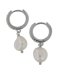 CRI-1163 - CRIOLLA DE PLATA CON CIRCONITA DE 10 MM Y PERLA CULTIVADA 10 MM A PROX 2