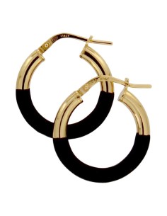 CRI-885 - CRIOLLA DE PLATA CHAPADO EN ORO CON ESMALTE EN NEGRO DE 12 MM DIÁMETRO Y 3 MM DE GROSOR  2