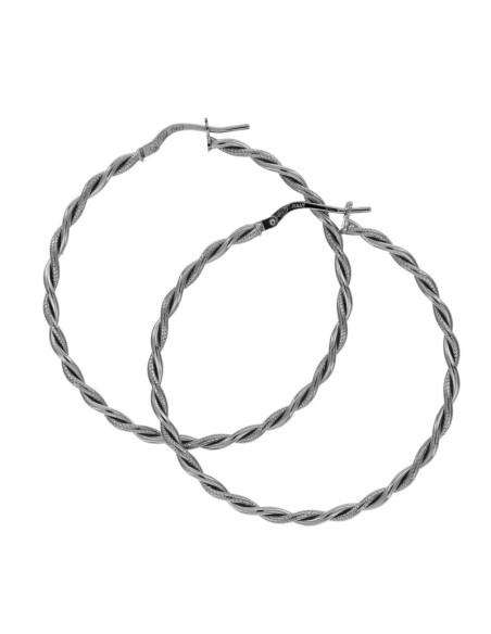 CRI-881 - CRIOLLA DE PLATA MATE Y BRILLO ENROSCADA DE 40 MM Y 2 MM