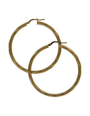 CRI-867 - CRIOLLA DE PLATA CHAPADA EN ORO ENROSCADA DE 40 MM DIÁMETRO Y 3 MM GROSOR