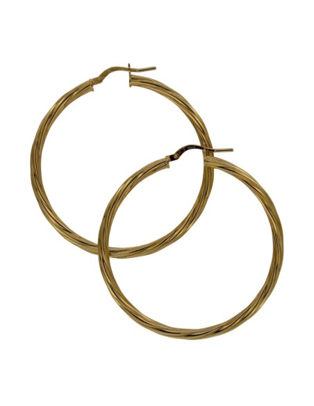 CRI-867 - CRIOLLA DE PLATA CHAPADA EN ORO ENROSCADA DE 40 MM DIÁMETRO Y 3 MM GROSOR