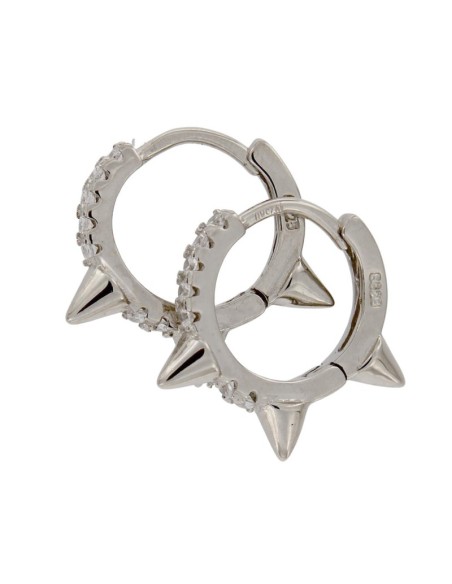 CRI-939 - CRIOLLA DE PLATA CON PINCHOS Y CIRCONITA DE 10 MM 