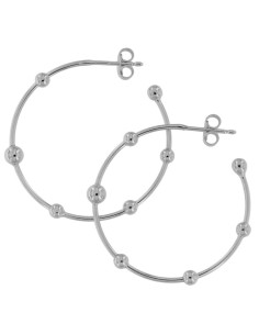 CRI-1214 - CRIOLLA DE PLATA CON BOLAS DE PLATA DE DOS TAMAÑOS 3 Y 4 MM Y 30 MM INT 2