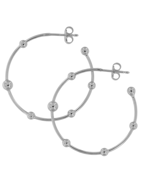 CRI-1214 - CRIOLLA DE PLATA CON BOLAS DE PLATA DE DOS TAMAÑOS 3 Y 4 MM Y 30 MM INT