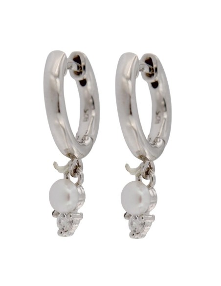CRI-709 - CRIOLLA DE PLATA LISA CON PERLA Y CIRCONITA CPN 3 GARRAS 8 MM, 12 MM DIÁMTERO RD