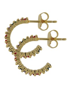 CRI-1253 - CRIOLLA DE PLATA CHAPADA EN ORO CON PIEDRA DE COLOR DE 4 MM Y 11 MM INT 2