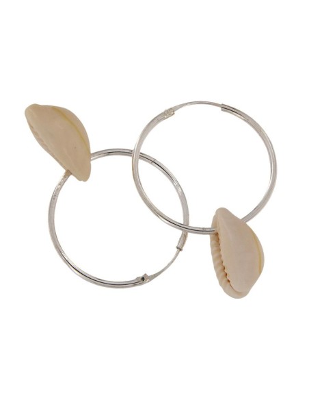 CRI-801 - CRIOLLA DE PLATA DE 1,5X22 MM Y CONCHA COLGANTE