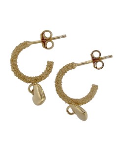 CRI-930 - CRIOLLA DE PLATA CHAPADA EN ORO DIAMANTADA DE 8 MM INT. CON MOTIVO DE CORAZÓN COLGANTE DE 7 MM 2