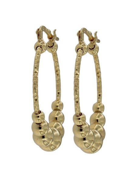 CRI-1178 - CRIOLLA DE PLATA CHAPADA EN ORO DIAMANTADA CON MOTIVO DE BOLAS DE 20 MM
