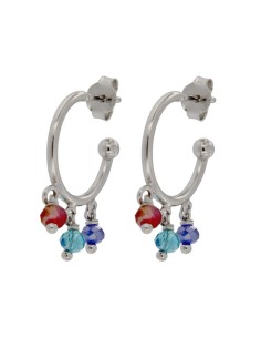 CRI-975 - CRIOLLA DE PLATA CON PIEDRAS DE COLOR COLGANTES DE 12 MM 